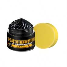 Restaurador de plástico para uso general en automóviles, pasta negra de caucho, gel negro para neumáticos, para restaurar superficies exteriores e interiores descoloridas y oxidadas en automóviles, apropiado para decoración de automóviles, parachoques, carcasas de espejos - 1 pieza + esponja - Ver 11