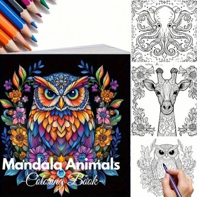 28 Pages Mandala Animals Coloring Book For Adult Stress Reduction | Colouring Book For Stress Relief And Mood Reduction Valentine's Day Gifting, Birthday Party Gift, Drawing Supplies, Christmas, Thanksgiving, Halloween, New Year, Birthday, Christmas Parties, And Other Holiday Party Gifts, Back To School Gifts, 20x20cm, Thickened Papers,Mother's Day,Mom's Gift,Back To School,School Supplies