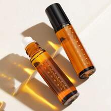 2pcs 10ml Tea Color Roll-On Bottles, Portable Roll-On Bottles, Sample Bottle, Refill Bottle, Suitable For Essential Oils, Aromatherapy, Serum, Fragrance, Refillable Home Bathroom Decor