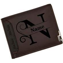 Personalized Men's Faux Leather Wallet - Engraved Initials & Name Gift For Birthday, Anniversary, Father's Day, Christmas Gift