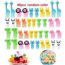20/30/32/40 件卡通动物和水果食物签，颜色随机，塑料叉适用于家庭、餐厅、野餐、派对、午餐盒配件