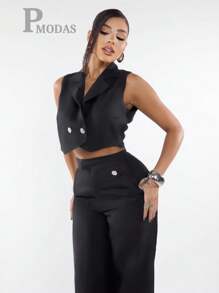 CONJUNTO DUAS PEÇAS ALFAIATARIA CALÇA PANTALONA ELEGANTE E COLETE