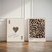 1/2 件复古墙壁艺术画豹纹猎豹帆布印刷画，卧室、客厅或办公室的奢华装饰，幸运中性海报，送给她的学院风礼物，无框 - 彩色 - 查看 1