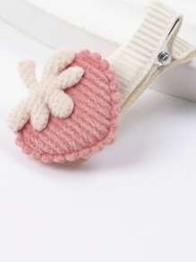 4pcs/Set Cute Cartoon Strawberry & Fruit Design Baby Hair Clips, Soft & Harmless For Infant Girls, Spring/Autumn - Multicolor - View 3