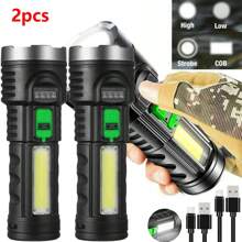 2x 800 Lumen Mini USB Torch (L822) Rechargeable Pocket CREE Q5 LED 4 Mode Bright - Black - View 1