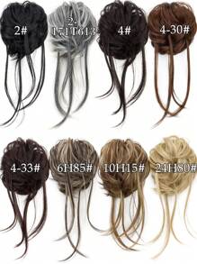 Synthetic Heat Resistance Fiber Elastic Straight Hair Messy Bun Hairpieces Scrunchie Black Blonde Brown Natural Fake Hair Chignon Band Updo Donut For Women Girls Daily Holiday Use - Multicolor - View 4