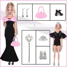 11.5 英寸娃娃时尚服装套装，露肩蝴蝶结礼服时尚可爱服装套装，5 种风格可混搭（不含娃娃） - 彩色 - 查看 14