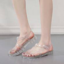 Sandalias huecas para mujer, zapatos de playa de verano informales de cristal, tipo romano, de gelatina para ir a la playa