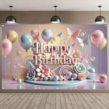 1 件彩色生日气球花环户外/室内门装饰，适合生日派对、蝴蝶花瓣装饰、生日庆祝横幅 - Multicolor(多色) - 查看 9