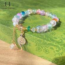1 pieza Pulsera para niña marca Finess color rosa, pulsera hecha a mano con cuentas con diseños lindos de animales, océano y estrellas, adecuado para niños de 3 a 6 años, regalo de joyería de juguete colorida