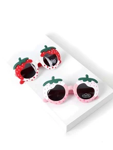 1 件儿童草莓形时尚眼镜 2025 新款时尚装饰眼镜，适合 3-8 岁女孩，日常休闲