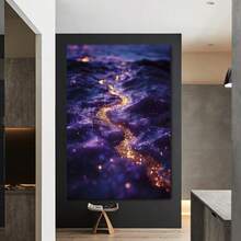 Framed Galaxy Canvas Painting, Purple Galaxy Creative Design, Personality Canvas Painting, Art, Printing, Painting, Poster, Personality, Art Wall Decoration, Painting, Suitable For Home Office, Living Room, Bar, Bedroom Decoration, Valentine's Day Gift - Framed - View 3