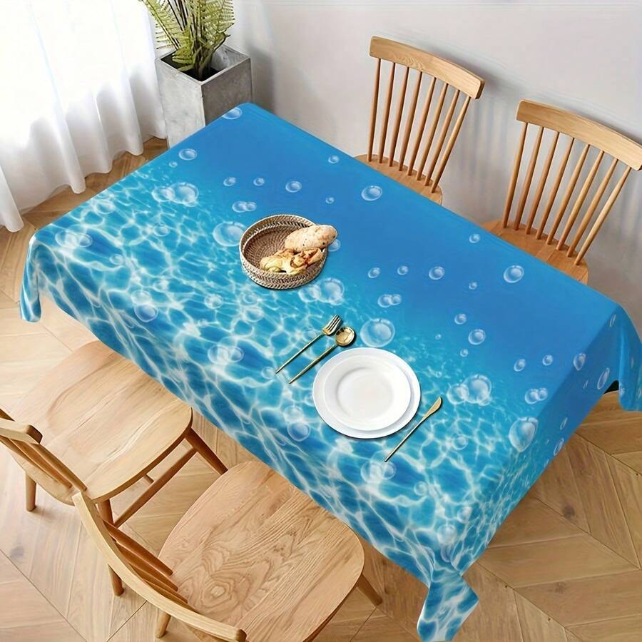 Tropical Ocean Theme Tablecloth, 108 X 54 Inches - Easy To Wipe, Suitable For Indoor And Outdoor Restaurant Decoration