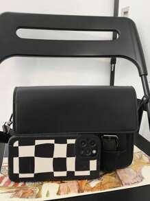 peach tree 男士 PU 防水方形单肩包，适合商务旅行和日常使用，容量充足，让您的物品井然有序