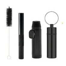 All-In-One Kit Aluminum Alloy Tube Portable Stash Jar Container Metal Bullet Dispenser Cleaning Brush 4pcs One Set Smoking Accessories - Multicolor - View 8