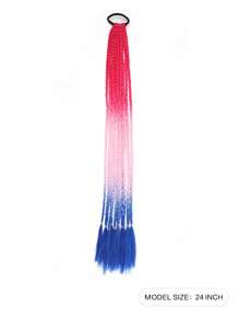 Colored Braids Hair Extensions With Rubber Bands Rainbow Braided Synthetic Hairpieces Ponytail Hair Accessories For Women Girls Daily Party Highlights Cosplay Dress Up Music Festival Use(24Inch)