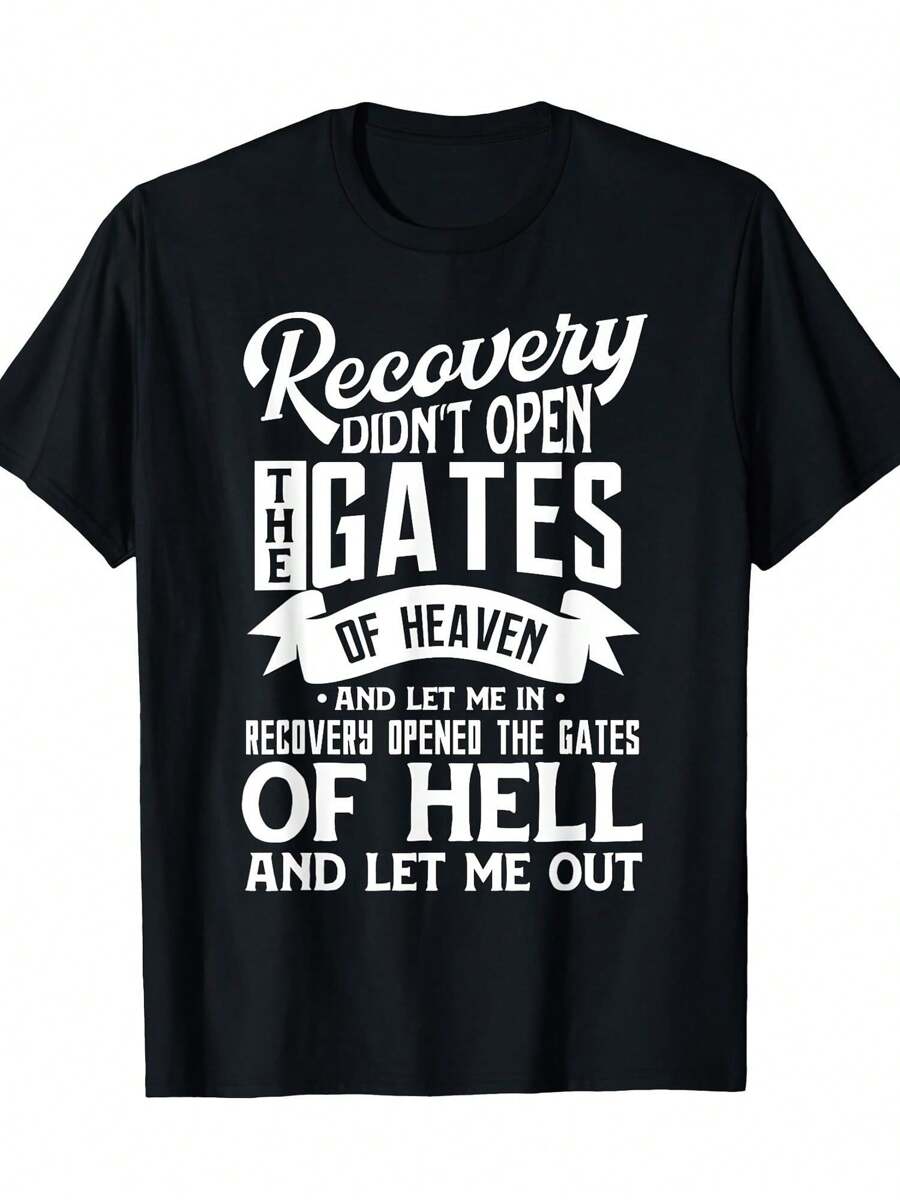 12-Step AA Recovery Quote T-Shirt For Men - 100% Cotton, Casual & Stylish, Machine Washable, Perfect For Sobriety Celebrations & Casual Attire - Black - View 1