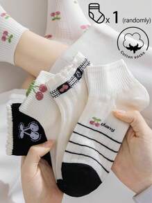 1/3/5/10 Pairs Of Women's Cotton Socks,Short Socks,Invisible Socks,White Socks,Women Socks,Cute Socks,Girls Socks, Autumn/Winter/Spring/Fall/Summer Socks,Mesh Breathable Details, Guide Rail Breathable Hole Design, Moisture Wicking, Soft And Smooth, Suitable For Various Holidays, Sports, Leisure, Business And Other Daily Wear, Can Be Worn All Year Round, Color Combinations Are Random. - Multicolor - View 6