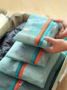 4 件套衣服内衣收纳袋旅行收纳整理袋便携式旅行网袋 - 彩色 - 查看 4