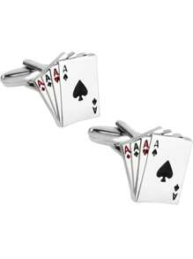 Creatieve speelkaarten Franse manchetknopen & stropdas clip set voor mannen, luxe accessoire cadeau voor Vaderdag & Valentijnsdag, moeder, moederdag, cadeau