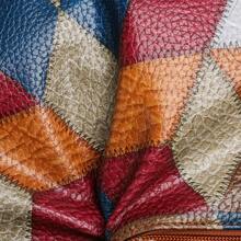 Ladies PU Color Checker Retro Large-Capacity Multi-Pocket Commuter Omni-Adjustable Shoulder Strap Messenger Bag