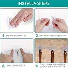 10 stuks eenvoudige en transparante haak-casual stijl plastic multifunctionele haakset, die de muur niet beschadigt en geen lijm achterlaat, geschikt voor het ophangen van sleutels, hoeden en handdoeken-eenvoudig te installeren, geen gaten nodig, zelfklevend, geschikt voor badkamers, slaapkamers en kantoren,