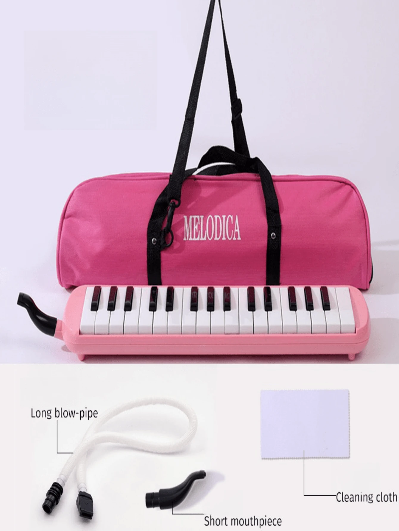 Keepdrum Mélodica 32 Touches Bleu Avec Étui - Instrument Éveil Musical Enfant & Adulte, Tuyau & Embout, Jouable 1 Ou 2 Mains