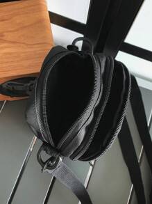 peach tree Peach Tree Men's Small Square Bag, Crossbody Bag, Waist Bag, Shoulder Bag, Phone Pouch, Coin Purse, Running Bag, Bike Bag, Fashion Solid Color Minimalist Zipper Closure Adjustable Strap Sports Casual Street Business Travel Vacation Essential Young Man Chic Square Bag