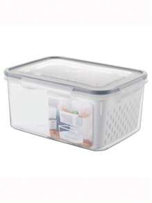 1pc/3pcs Plastic Food Storage Containers Set With Draining Basket And Lid - Leak-Proof, Fridge Safe, Reusable Multi-Functional Kitchen Organizer For Fruits, Vegetables And Food