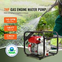 Gasoline Powered Trash Pump, 3"/2", 6.5HP/7HP, 132GPM /242GPM 4-Stroke Gasoline Engine Water Transfer Pump With 25ft/7.62m Outlet Hose, 98/148ft Max Lift, 22/26ft Suction, Cast Iron Impeller For Irrigation Ponds - 20 X 16.1 X 16.9 In,Gasoline Engine Water Pump(1) - View 2