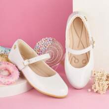 Baby Girl's Shoes, Comfortable, Patent Leather, Round Toe, Lightweight, Soft - White - View 1
