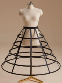 1pc Black & White Hollow 5-Steel Birdcage Fishbone Petticoat, Adjustable Costume Cosplay Underskirt For Wedding Dress