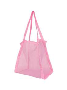 1 Stück Strandtasche, einfarbig, großräumige Kulturbeutel Aufbewahrungstasche mit Mesh