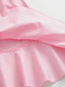 Young Girl Three Dimensional Flower Asymmetric Sleeveless Dress For Summer - Pink - View 8