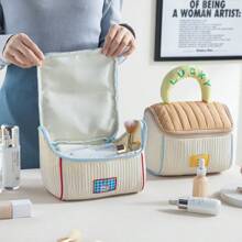 18*17.5*13cm Cute House Shaped Makeup Bag, Soft & Colorful 2-Tone Design, Large Capacity, Portable Travel Toiletry Organizer,For Holiday Beach, Bathroom Collection, Bedroom Collection, Large Capacity - Multicolor - View 5