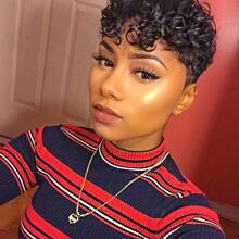 Glueless Cut Wig Human Hair For Women -Short Water Wave Curly With Bangs Pre Plucked Brazilian Remy Real Human Hair, Easy To Wear Wig Full Machine Made Short Cut Wig
