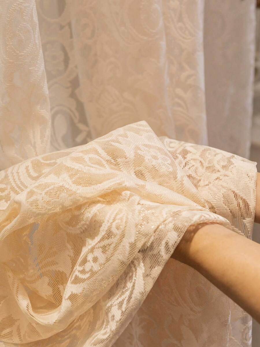 1 szt. Biała koronkowa lamówka, kieszeń na karnisz, zasłona/szalik, wygodna, półprzezroczysta, kwiatowa, boho, dzieląca pokój, dekoracyjna zasłona do sypialni, salonu, wystroju domu, do użytku przez cały rok