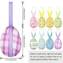 6 件复活节装饰彩蛋，用织物包裹的泡沫彩蛋，复活节悬挂彩蛋饰品 - 彩色 - 查看 9