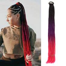 Colored Braids Hair Extensions With Rubber Bands Rainbow Braided Synthetic Hairpieces Ponytail Hair Accessories For Women Girls Daily Party Highlights Cosplay Dress Up Music Festival Use(24Inch)