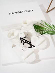Summer Thick-Sole Sandals, Women's Strap Knitted Comfortable Breathable Round Ring Decor Plus Size Thick-Sole Sandals, Stylish & Versatile Woven Elastic Lightweight Casual White Sandals, College Style Roman Sandals, Outdoor Thick-Sole Sandals