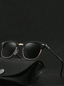 1pc Personalized Half Frame Glasses For Men & Women, Fashionable Rivet Decoration, Vintage Style Casual Shades Accessories