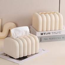 Elegant Beige Bread-Shaped Tissue Box Holder - Durable PP, Easy-To-Use Design For Restaurant And Living Room Decor, Minimalist Home Decor, Oval Luxury & Refined On-The-Go, European & American Luxury PU Leather Tissue Box Home Decor, Mother's Day Gift