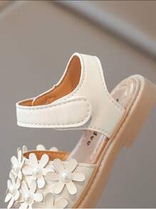 1 Pair Children Pearl Flower Hook And Loop Soft Bottom Lightweight Non-Slip Sandals, Very Comfortable To Wear, Suitable For Summer Beach