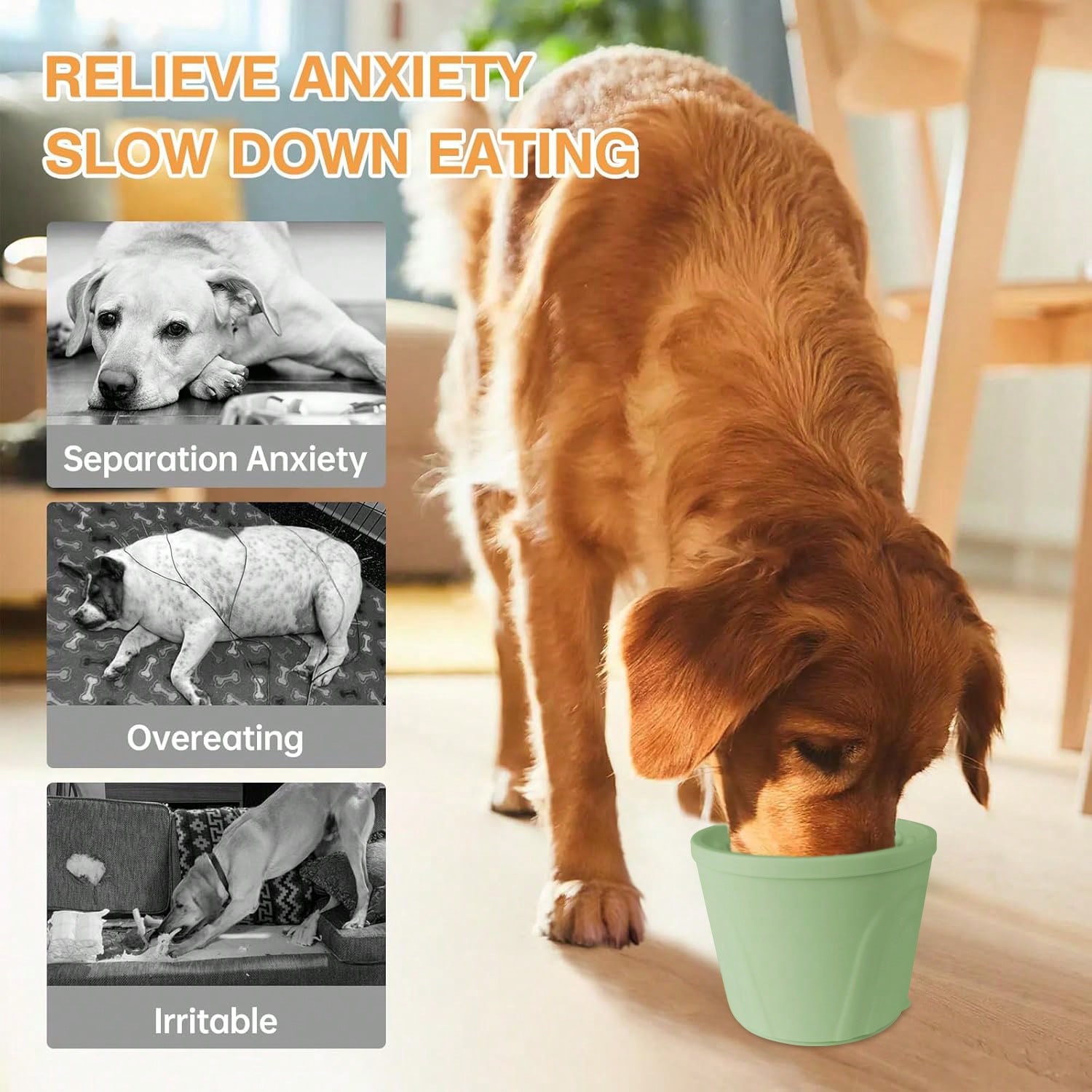 View of Silicone Slow Feed Dog Bowl - Anxiety Relief & Snack Dispenser, Non ...