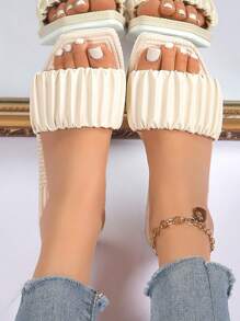 Sandalias de verano de moda para mujer - Sandalias planas, transpirables y ligeras con correa elástica, suela cómoda de EVA, adecuadas para uso casual, al aire libre y en vacaciones de playa