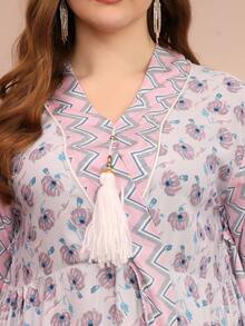 优雅阿拉伯女装 JALABIA2025春夏斋月 - 紫色 - 查看 3