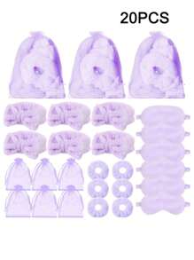 20 Peças Conjunto de Festa do Travesseiro, Festa do Sono, Dia da Mãe, Tiara, Máscara de Olho, Scrunchie de Cabelo, Conjunto de Organza, Conjunto de Maquiagem, Adequado para Presente de Natal