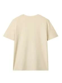 Women's Summer New Simple Shell & Starfish Print Casual Vacation Style Round Neck Apricot Short Sleeve T-Shirt, Fashionable Everyday Top, Suitable For Daily Vacation Wear - Apricot - View 5