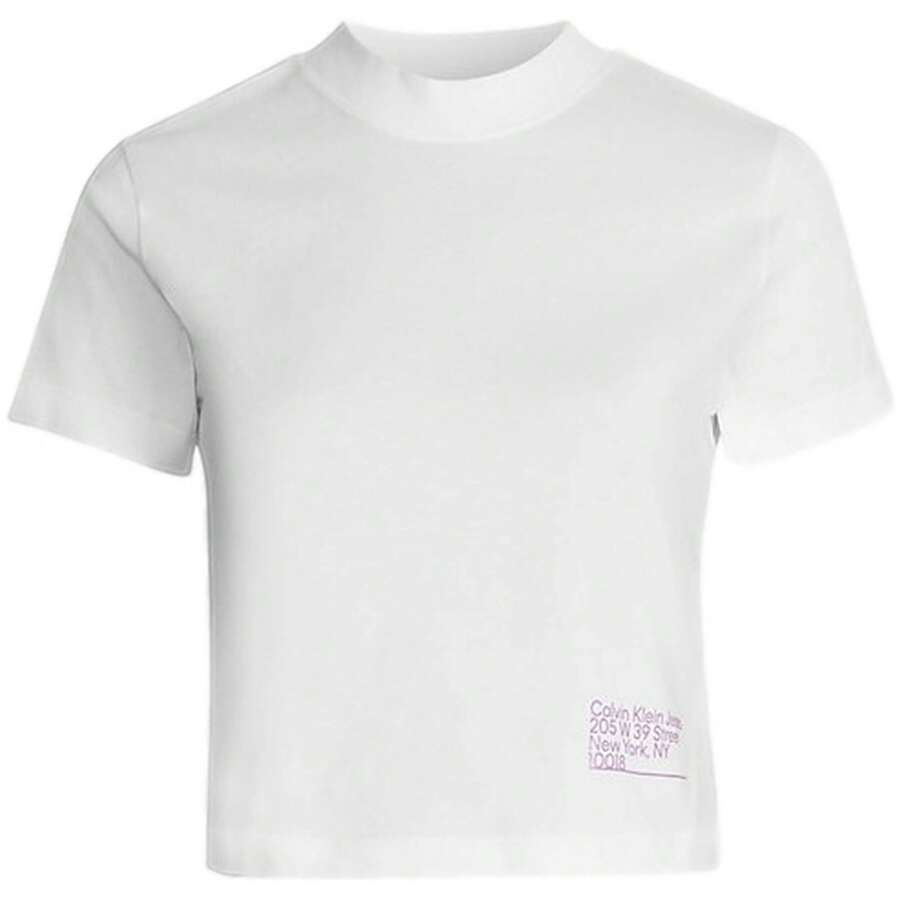 Calvin Klein Jeans Damska koszulka z krótkim rękawem w kolorze białym - Biały - Zobacz 1
