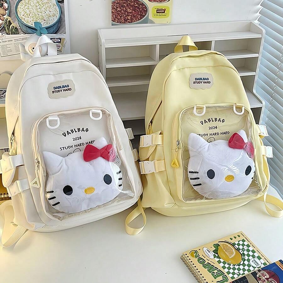 Sanrio 1pc/Versatile Simple College Large Capacity High Backpack Transparent Baby Bag Pain Bag School Bag